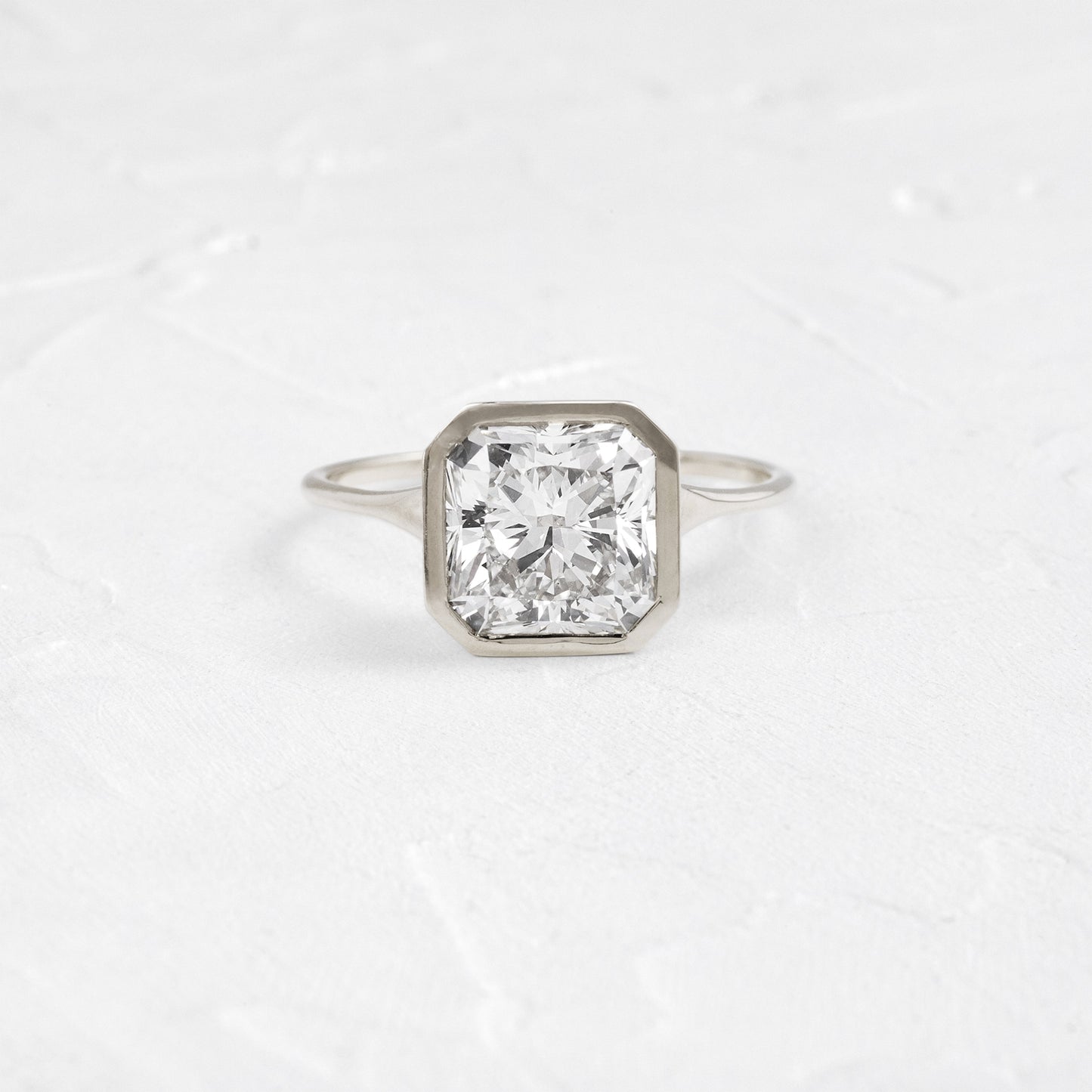 Solitaire Bezel-Square Radiant Lab Grown Diamond Engagement Ring - Back view
