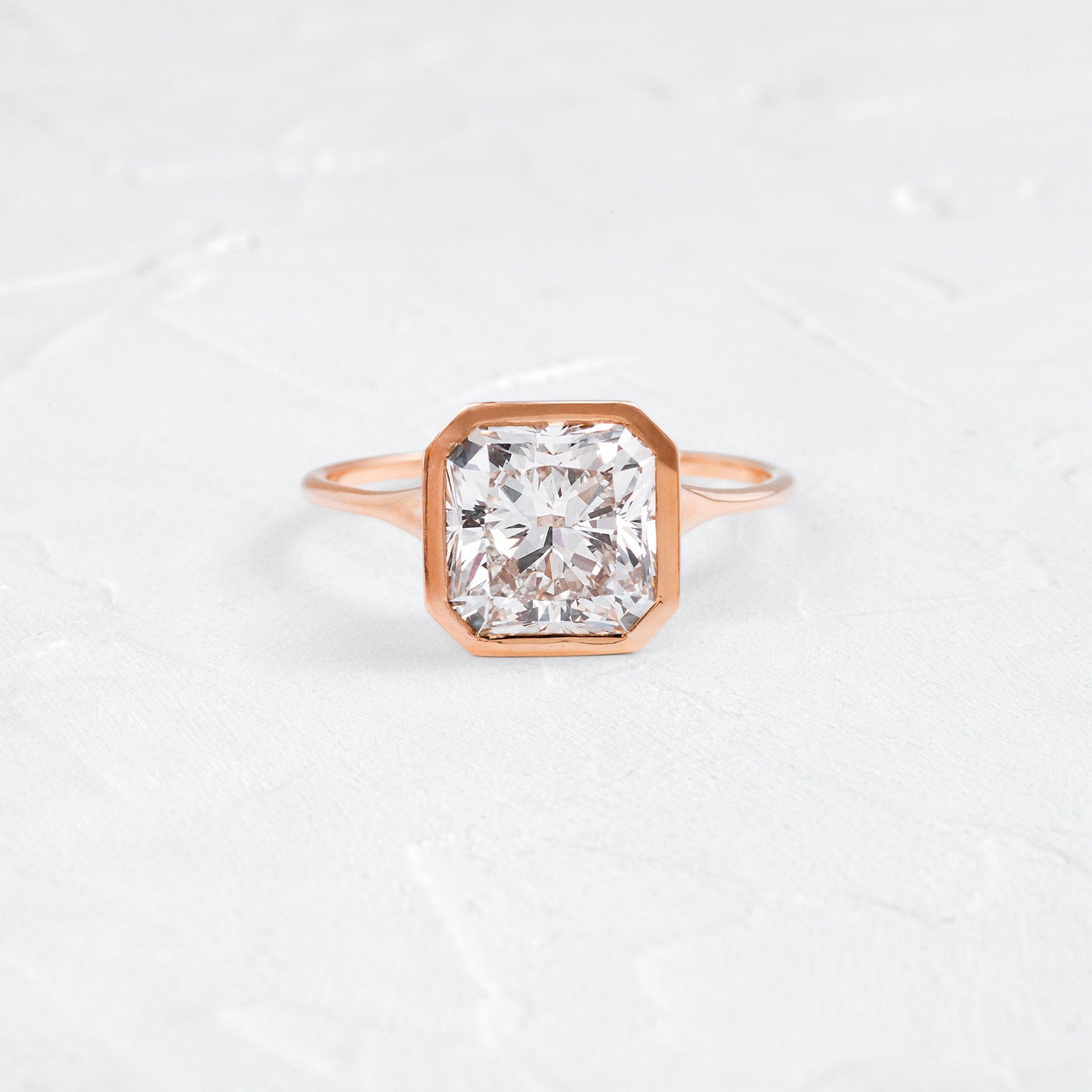 Solitaire Bezel-Square Radiant Lab Grown Diamond Engagement Ring - Lifestyle