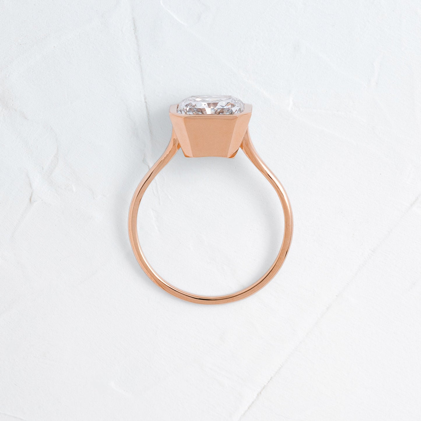 Solitaire Bezel-Square Radiant Lab Grown Diamond Engagement Ring - Side view