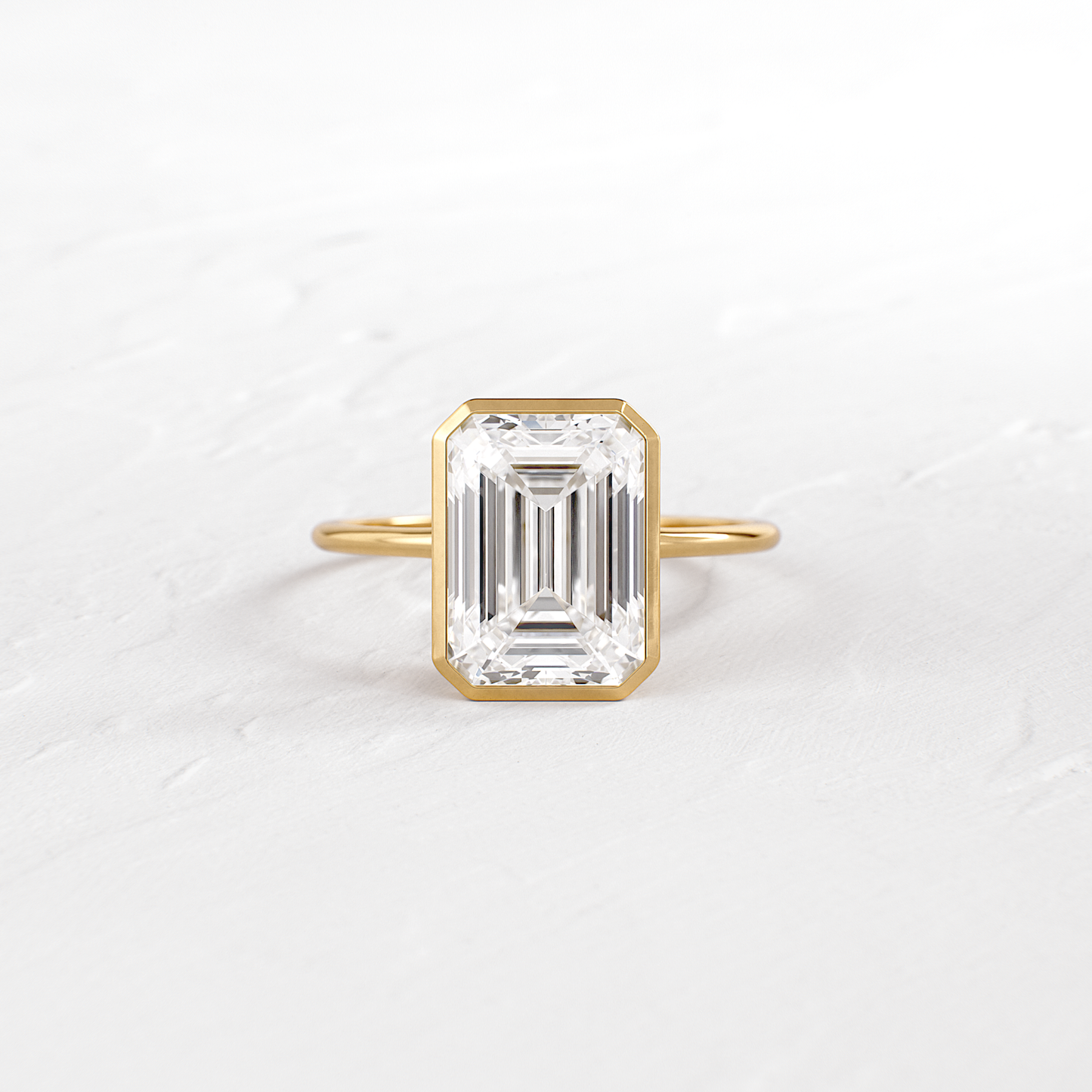 Solitaire Bezel with Hidden Stone-Emerald Lab Grown Diamond Engagement Ring - Front view