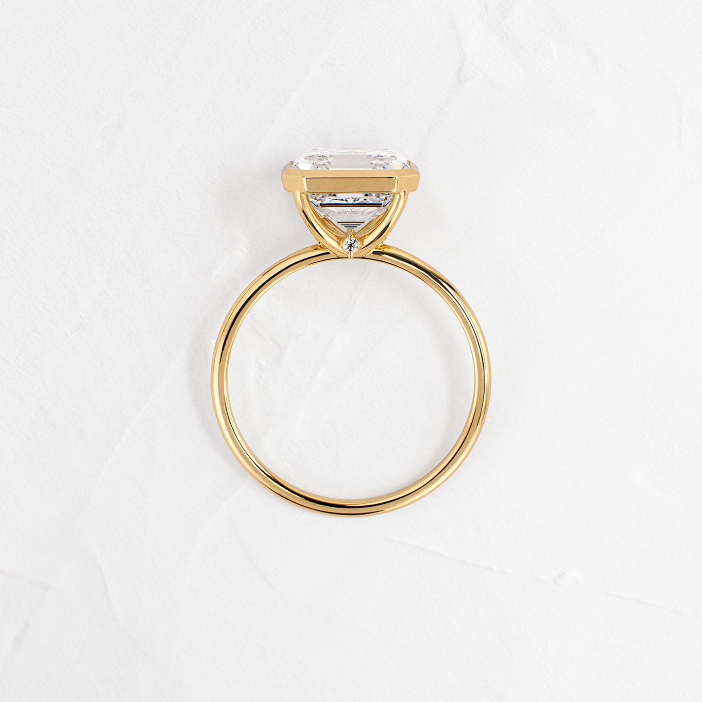 Solitaire Bezel with Hidden Stones-Asscher Lab Grown Diamond Engagement Ring - Back view
