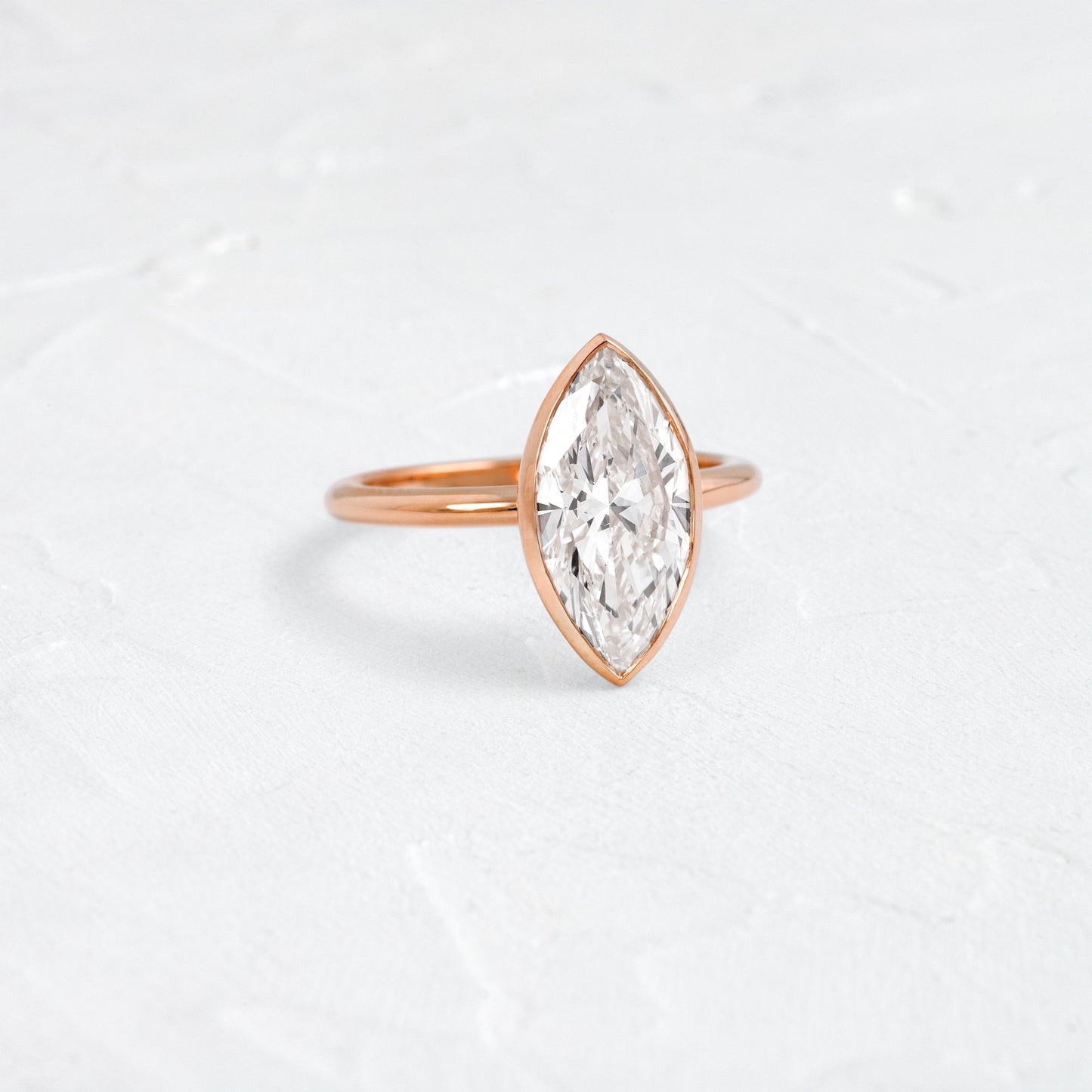 Solitaire Bezel with Hidden Stones-Marquise Lab Grown Diamond Engagement Ring - Back view