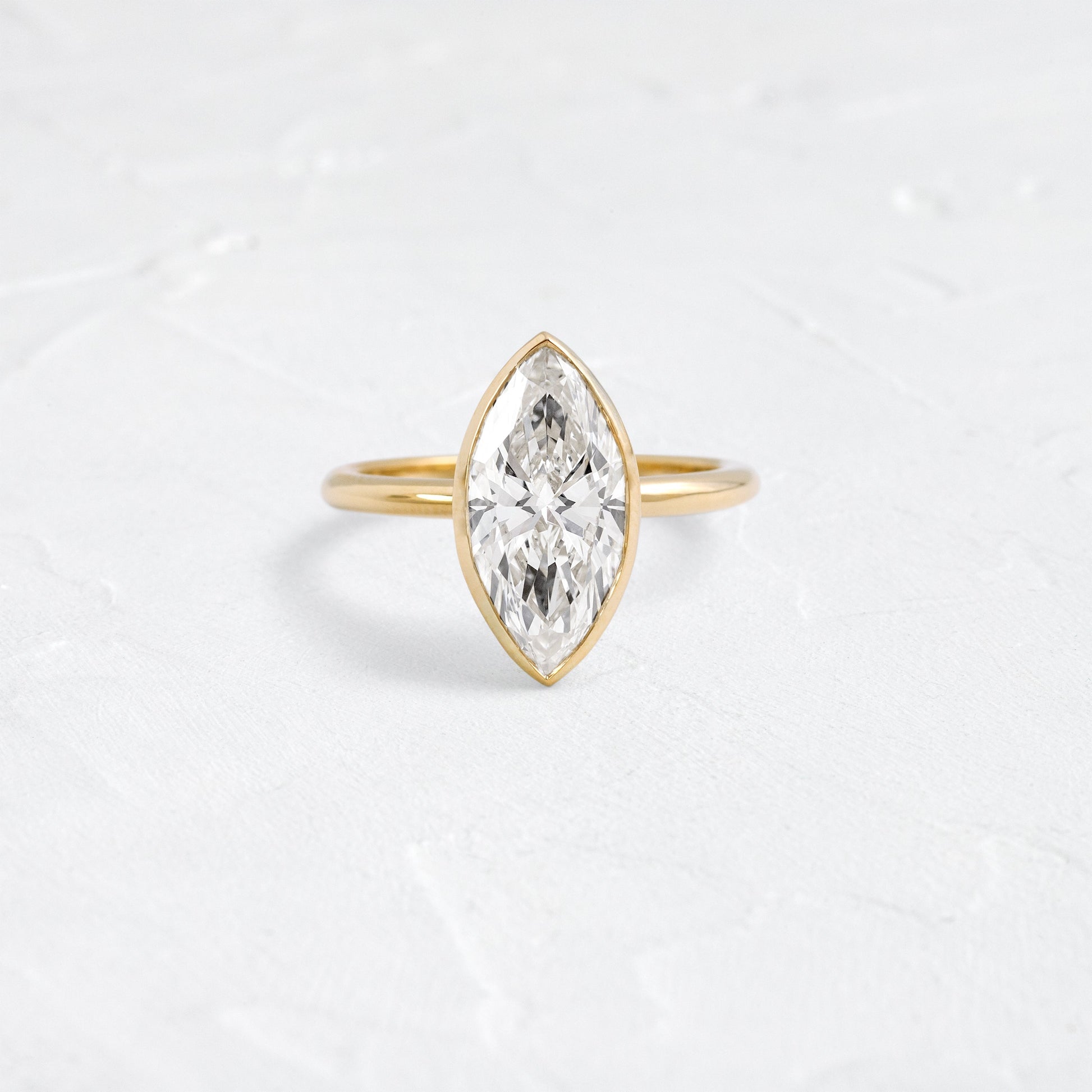 Solitaire Bezel with Hidden Stones-Marquise Lab Grown Diamond Engagement Ring - Front view