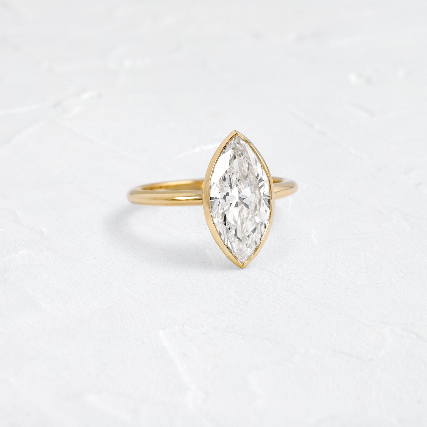 Solitaire Bezel with Hidden Stones-Marquise Lab Grown Diamond Engagement Ring - Front view