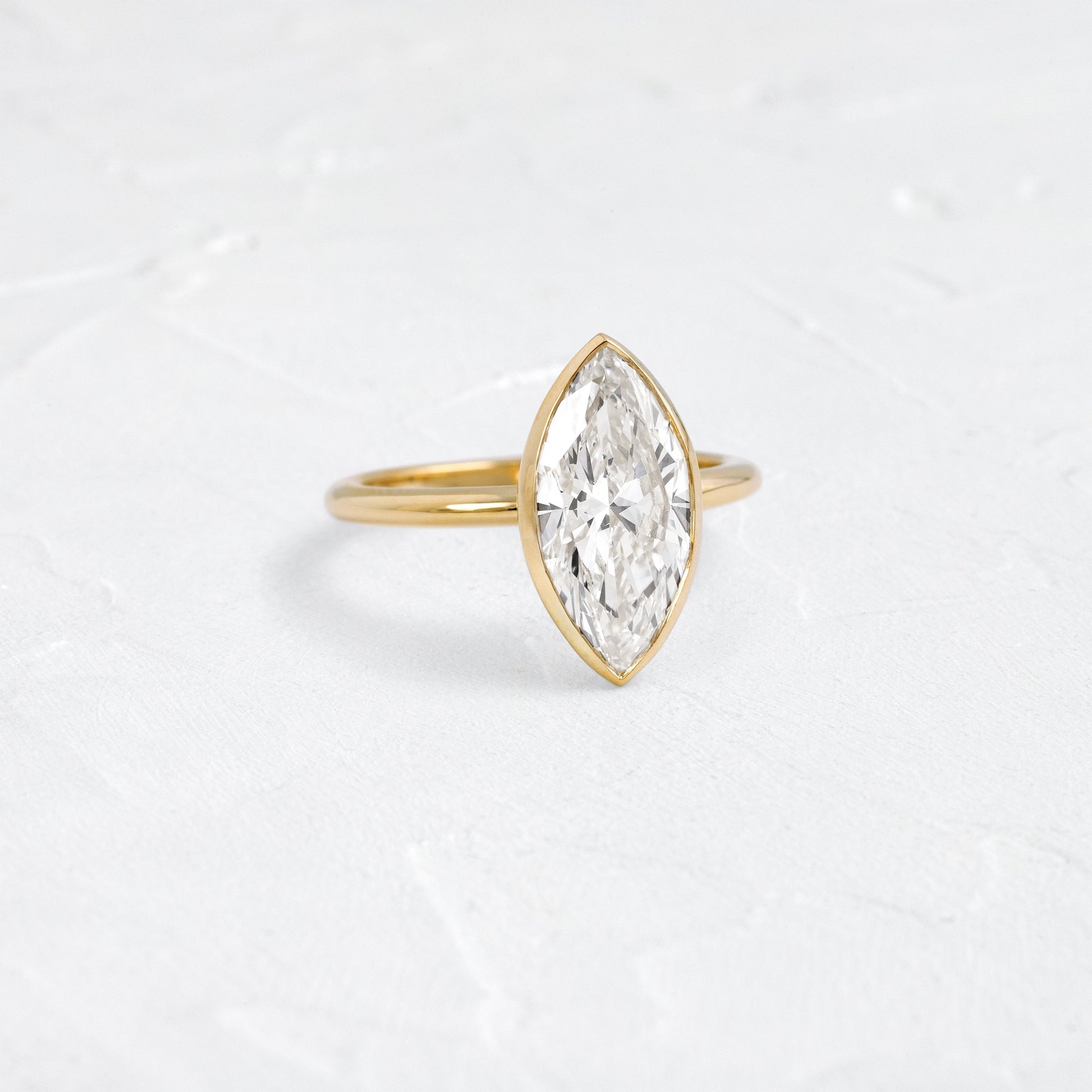 Solitaire Bezel with Hidden Stones-Marquise Lab Grown Diamond Engagement Ring - Front view