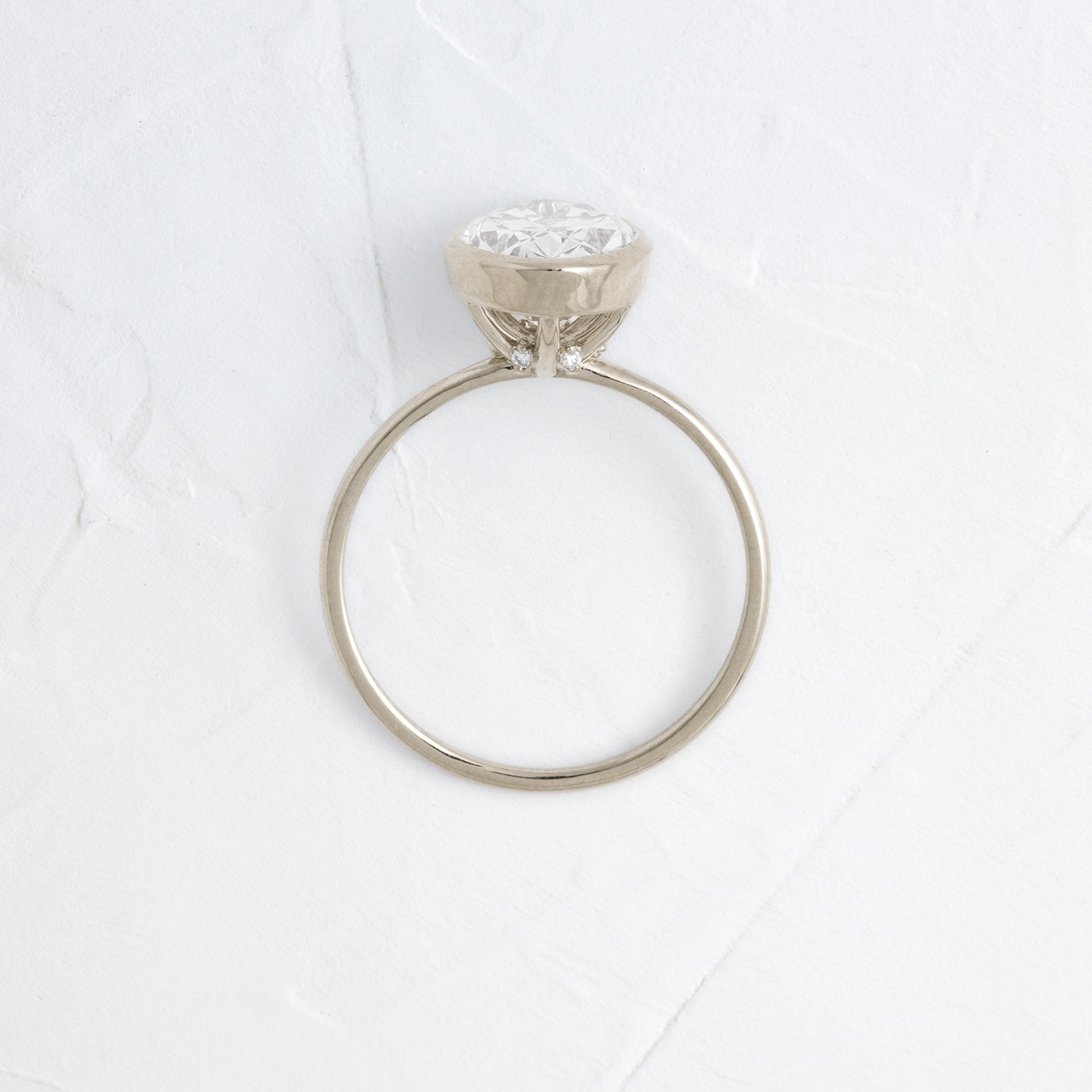 Solitaire Bezel with Hidden Stones-Marquise Lab Grown Diamond Engagement Ring - Front view