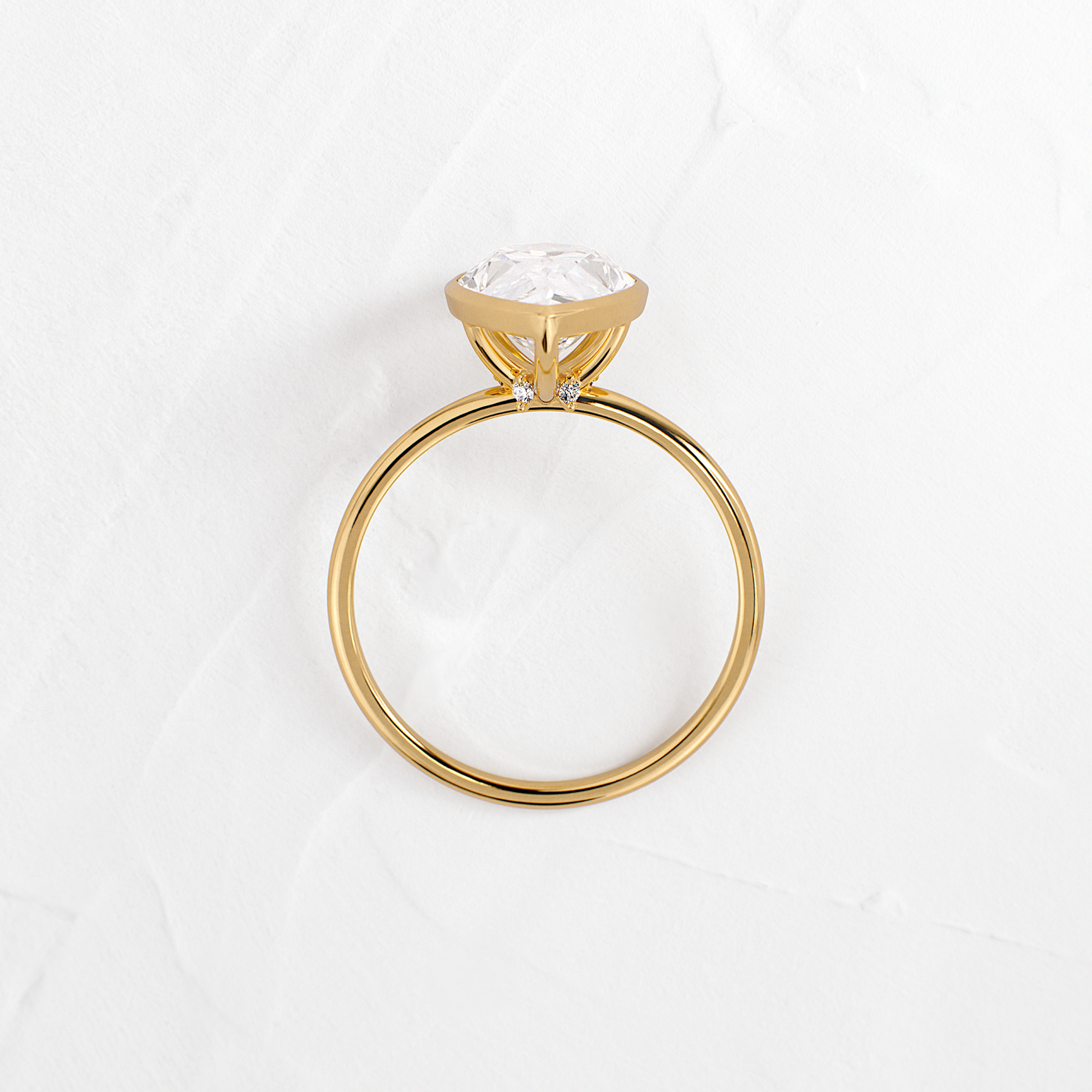 Solitaire Bezel with Hidden Stones-Pear Lab Grown Diamond Engagement Ring - Back view