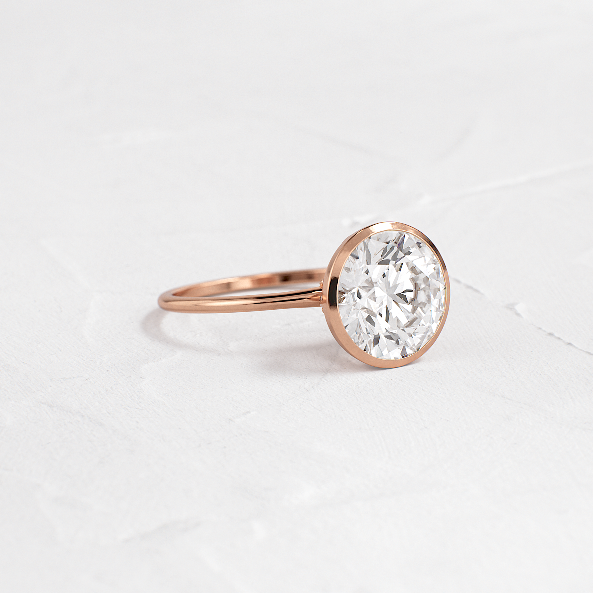 Solitaire Bezel with Hidden Stones-Round Lab Grown Diamond Engagement Ring - Back view