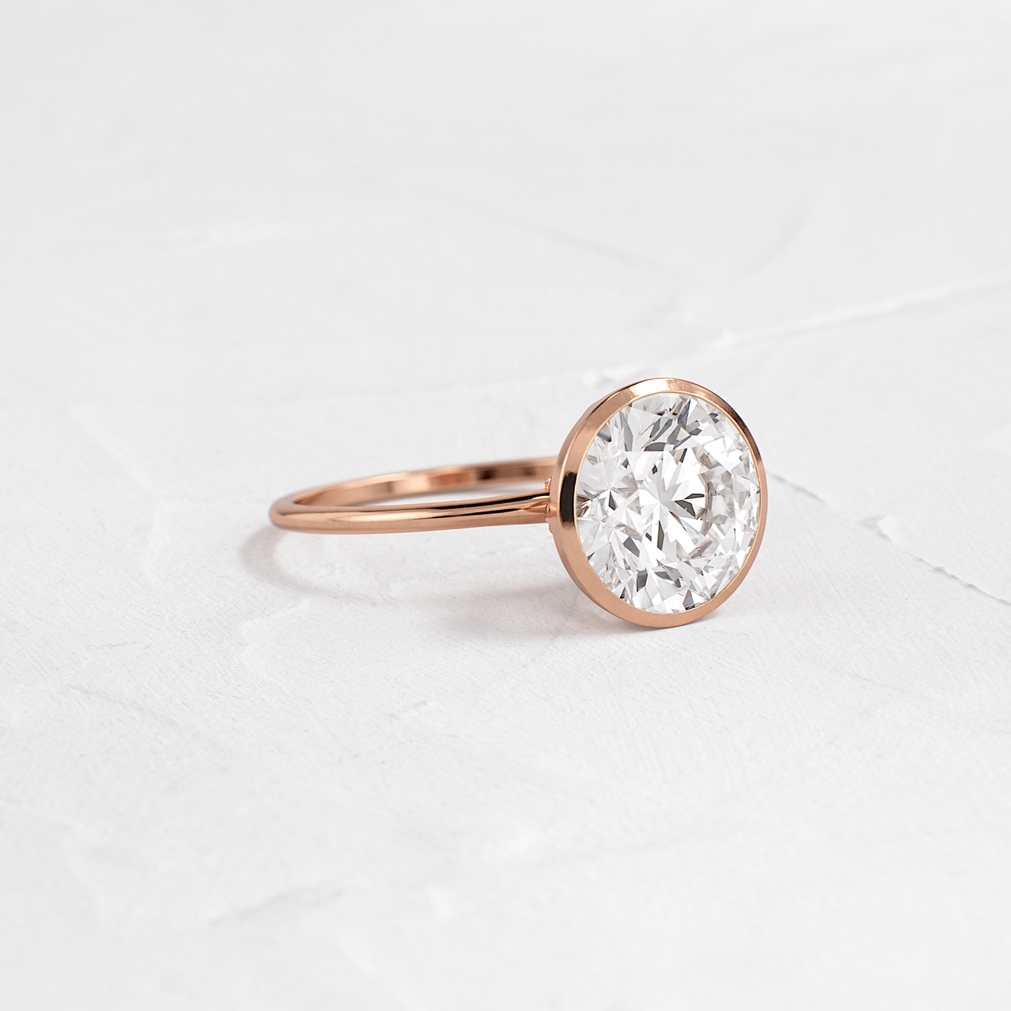 Solitaire Bezel with Hidden Stones-Round Lab Grown Diamond Engagement Ring - Back view