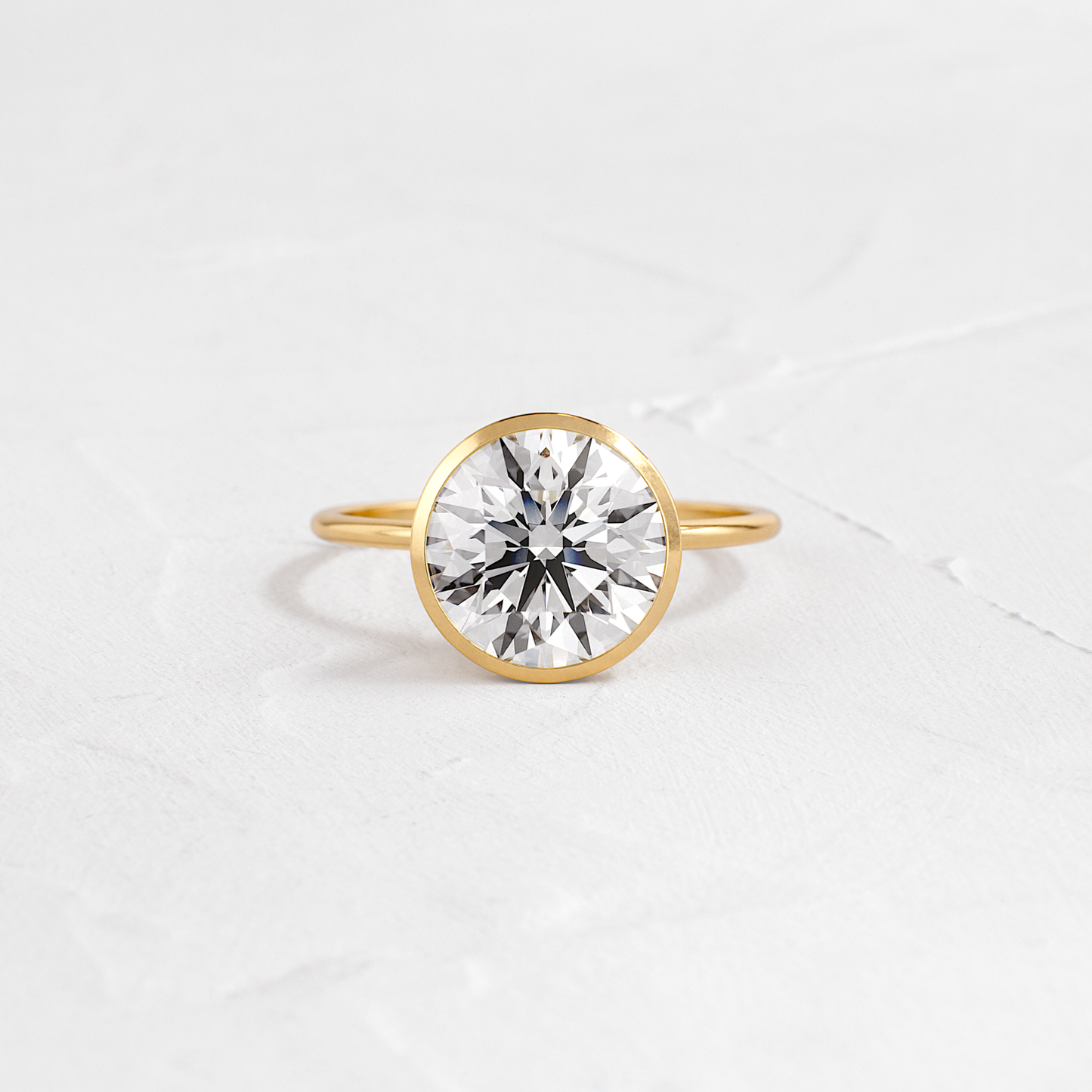 Solitaire Bezel with Hidden Stones-Round Lab Grown Diamond Engagement Ring - Front view