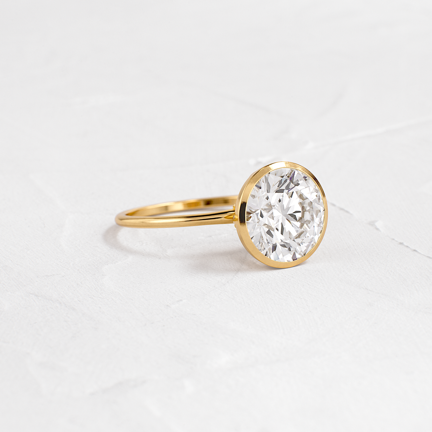 Solitaire Bezel with Hidden Stones-Round Lab Grown Diamond Engagement Ring - Front view