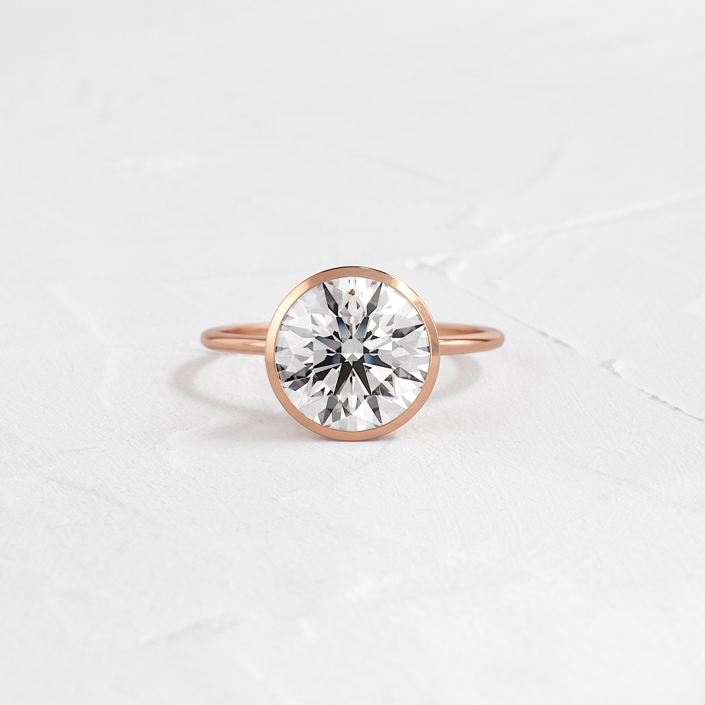 Solitaire Bezel with Hidden Stones-Round Lab Grown Diamond Engagement Ring - Side view