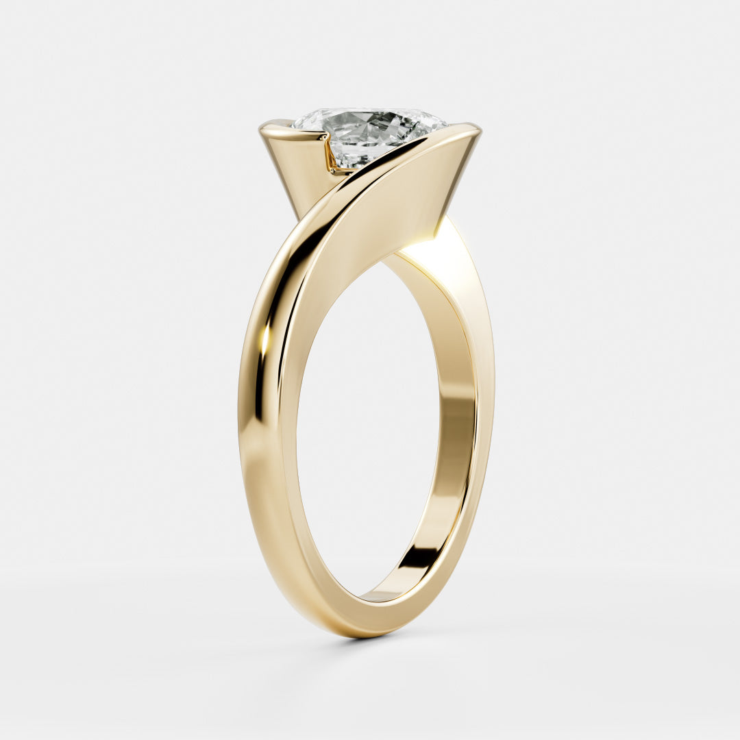 Solitaire Bypass- 1.7 CT Oval Moissanite Engagement RingSolitaire Bypass- 1.7 CT Oval Moissanite Engagement Ring - Front view