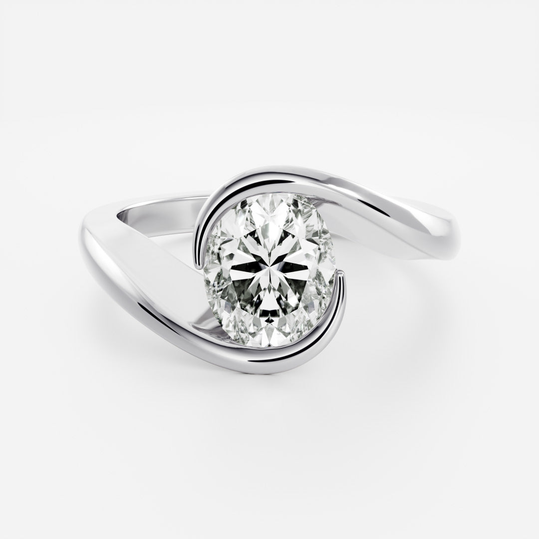 Solitaire Bypass- 1.7 CT Oval Moissanite Engagement RingSolitaire Bypass- 1.7 CT Oval Moissanite Engagement Ring - Back view