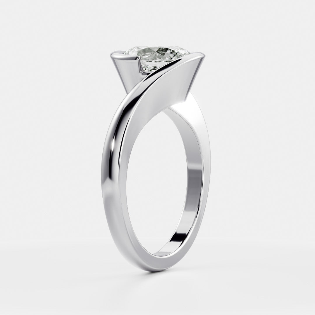 Solitaire Bypass- 1.7 CT Oval Moissanite Engagement RingSolitaire Bypass- 1.7 CT Oval Moissanite Engagement Ring - Detail view