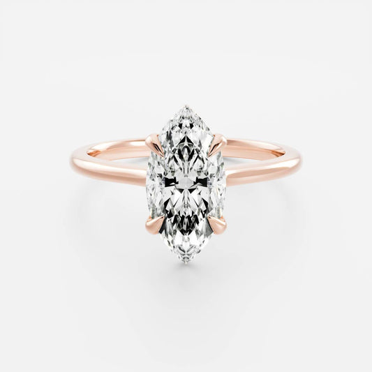 Solitaire Cathedral- 0.70 CT Marquise Moissanite Engagement RingSolitaire Cathedral- 0.70 CT Marquise Moissanite Engagement Ring - Front view