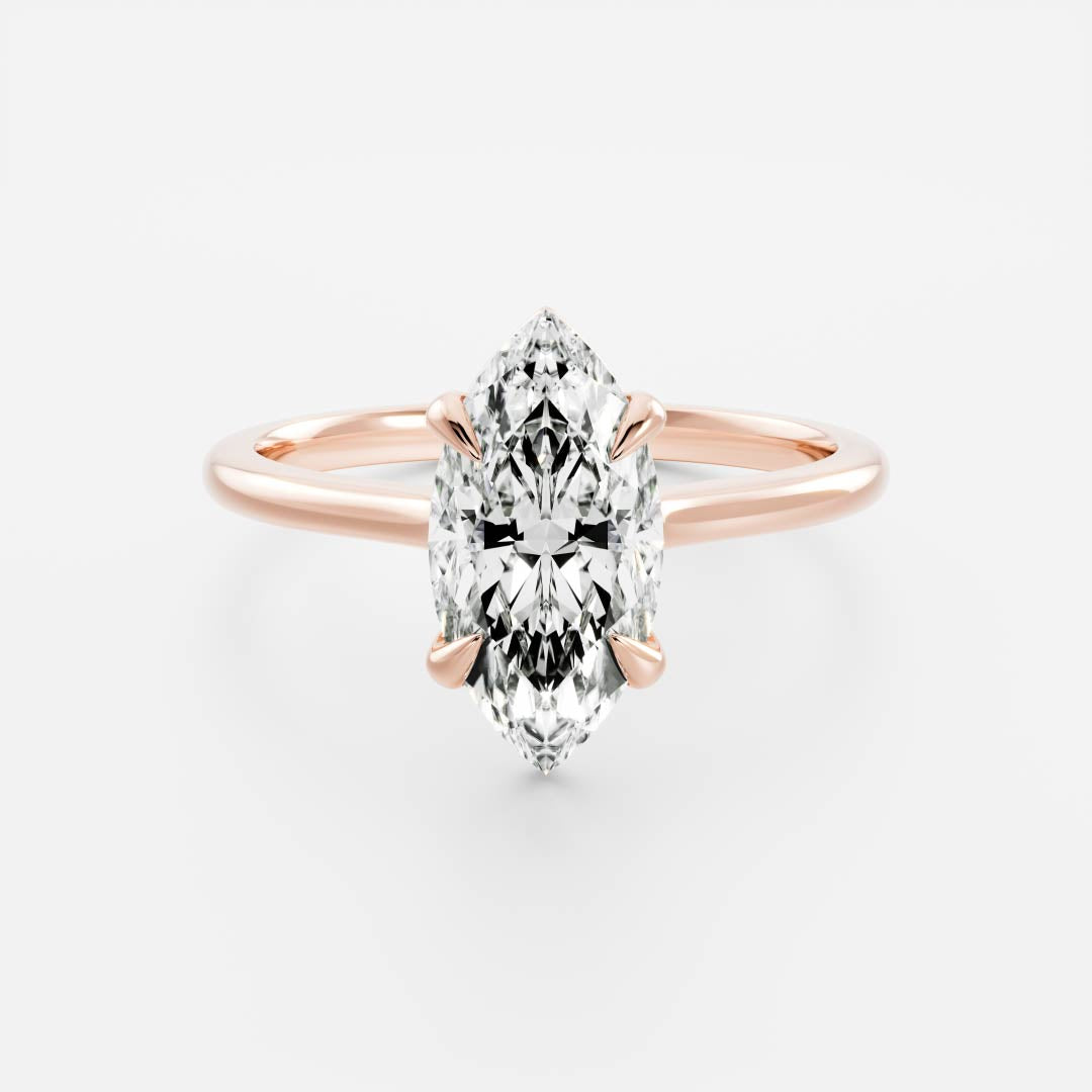 Solitaire Cathedral- 0.70 CT Marquise Moissanite Engagement RingSolitaire Cathedral- 0.70 CT Marquise Moissanite Engagement Ring - Front view