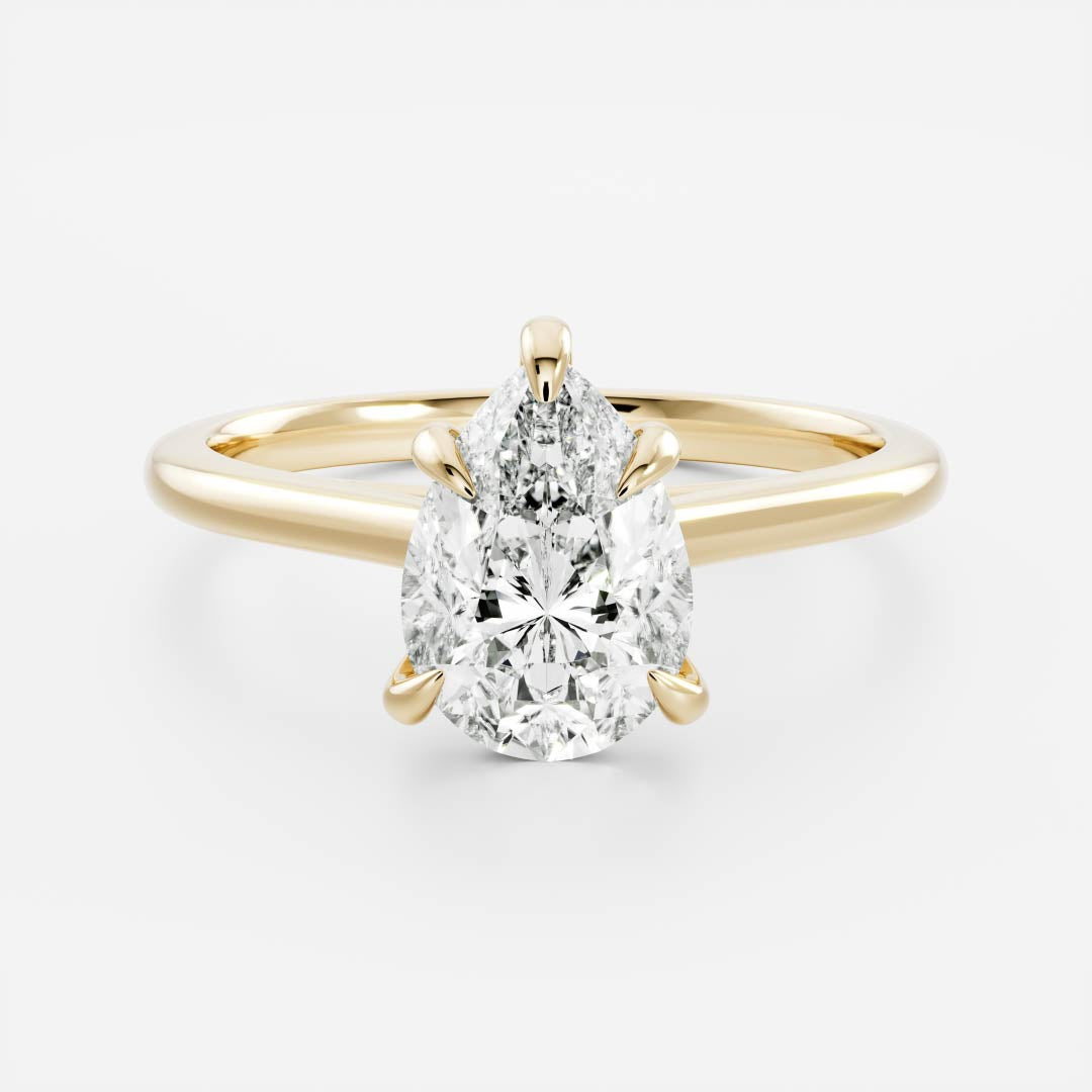 Solitaire Cathedral- 1.25 CT Pear Moissanite Engagement RingSolitaire Cathedral- 1.25 CT Pear Moissanite Engagement Ring - Front view