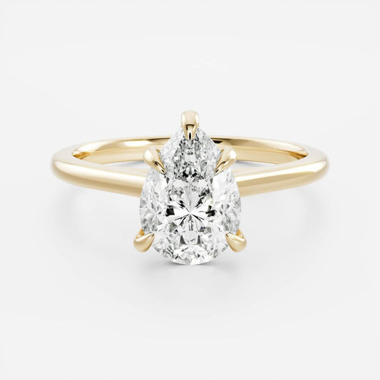 Solitaire Cathedral- 1.25 CT Pear Moissanite Engagement RingSolitaire Cathedral- 1.25 CT Pear Moissanite Engagement Ring - Front view