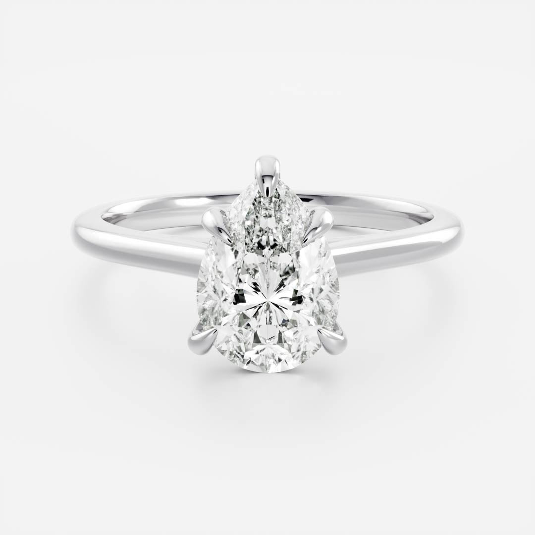 Solitaire Cathedral- 1.25 CT Pear Moissanite Engagement RingSolitaire Cathedral- 1.25 CT Pear Moissanite Engagement Ring - Detail view