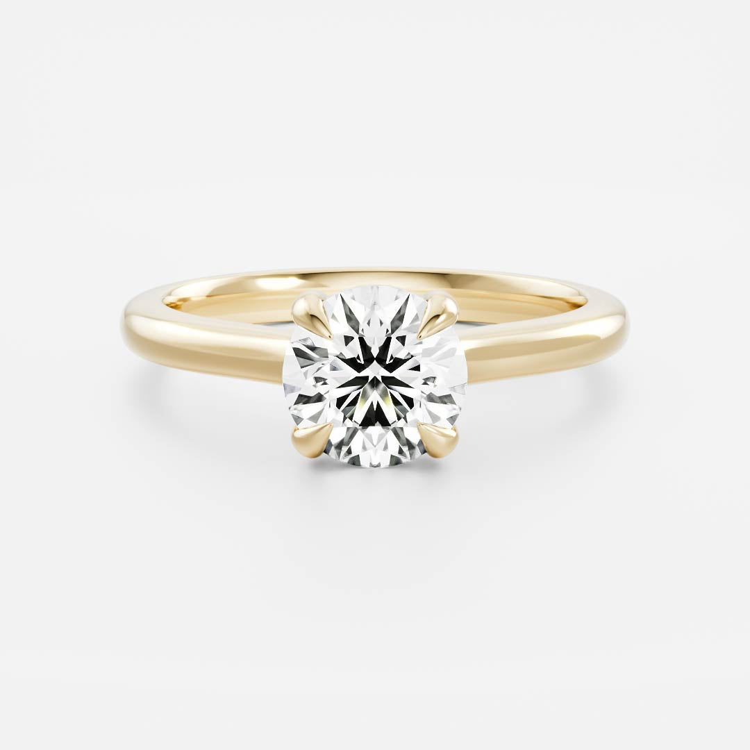 Solitaire Cathedral- 1.5 CT Round Moissanite Engagement RingSolitaire Cathedral- 1.5 CT Round Moissanite Engagement Ring - Front view