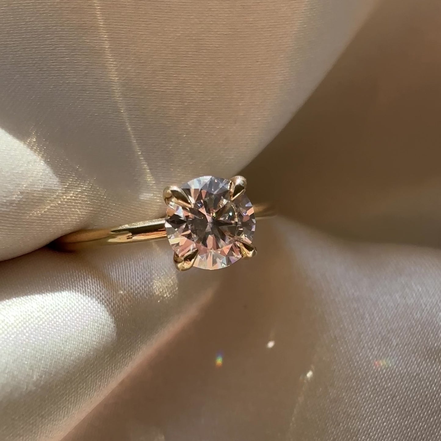 Solitaire Cathedral- 1.5 CT Round Moissanite Engagement RingSolitaire Cathedral- 1.5 CT Round Moissanite Engagement Ring - Front view