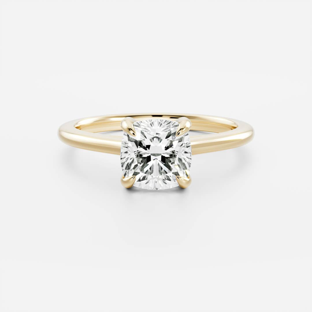 Solitaire Cathedral- 1.8 CT Cushion Moissanite Engagement RingSolitaire Cathedral- 1.8 CT Cushion Moissanite Engagement Ring - Front view