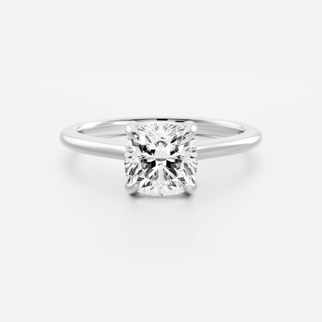 Solitaire Cathedral- 1.8 CT Cushion Moissanite Engagement RingSolitaire Cathedral- 1.8 CT Cushion Moissanite Engagement Ring - Side view