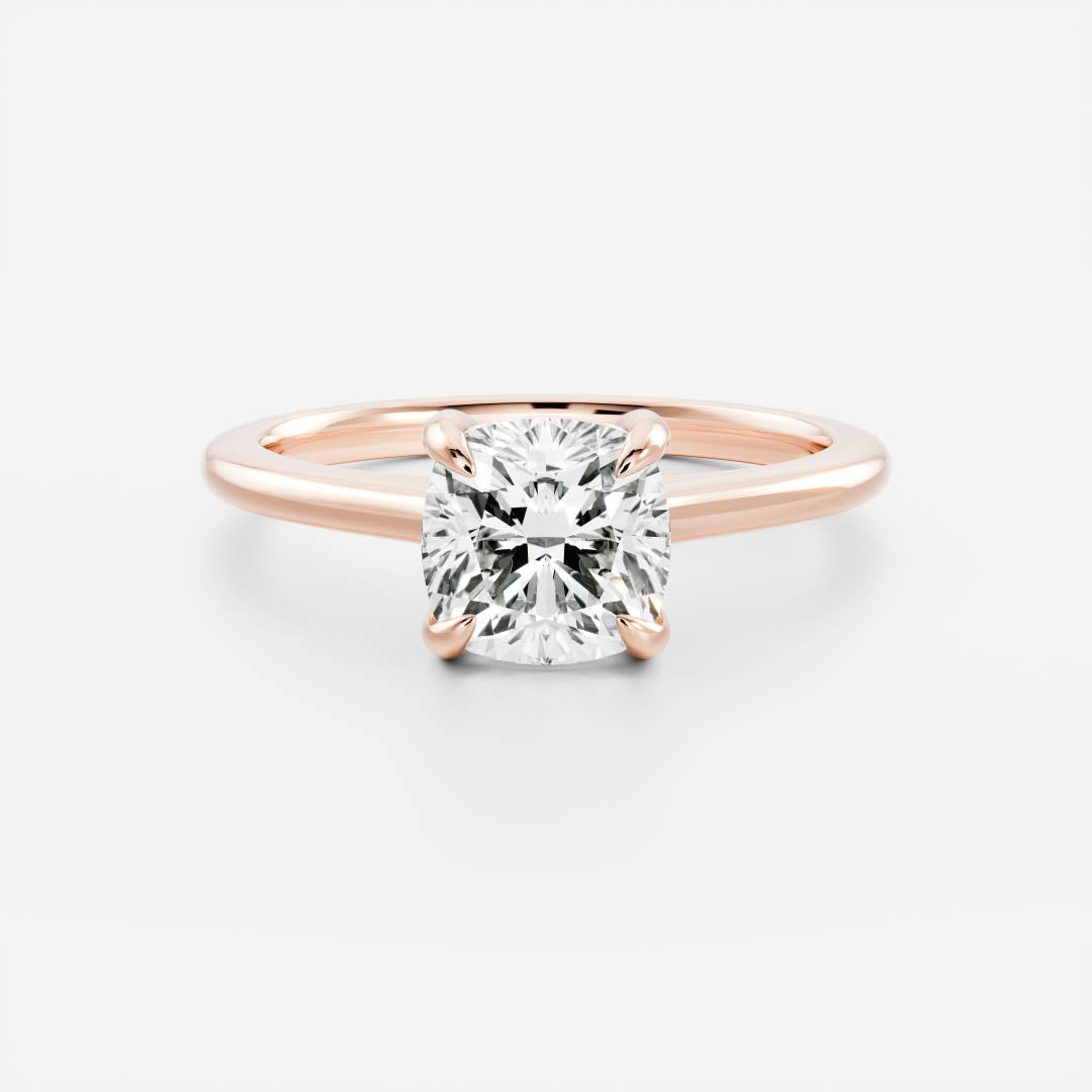 Solitaire Cathedral- 1.8 CT Cushion Moissanite Engagement RingSolitaire Cathedral- 1.8 CT Cushion Moissanite Engagement Ring - Detail view