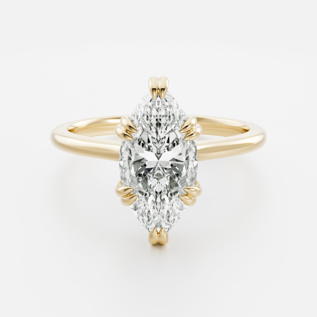 Solitaire Cathedral Double Prong- 2.05 CT Marquise Moissanite Engagement RingSolitaire Cathedral Double Prong- 2.05 CT Marquise Moissanite Engagement Ring - Front view