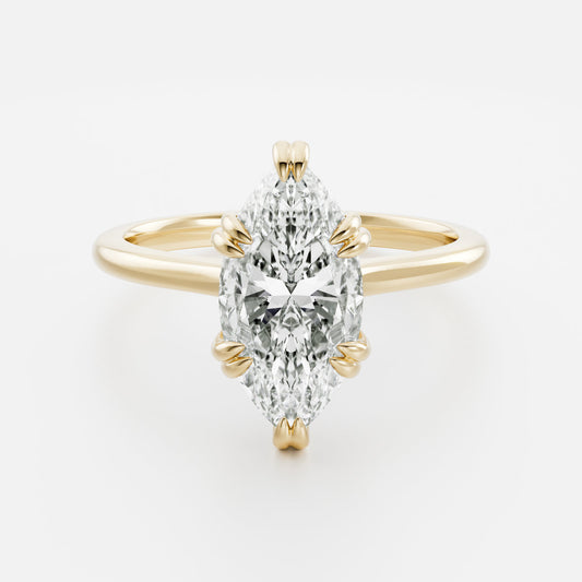 Solitaire Cathedral Double Prong- 2.05 CT Marquise Moissanite Engagement RingSolitaire Cathedral Double Prong- 2.05 CT Marquise Moissanite Engagement Ring - Front view