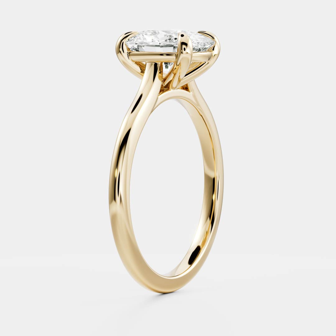 Solitaire & Cathedral-Elongated Cushion Lab Grown Diamond Engagement Ring - Front view