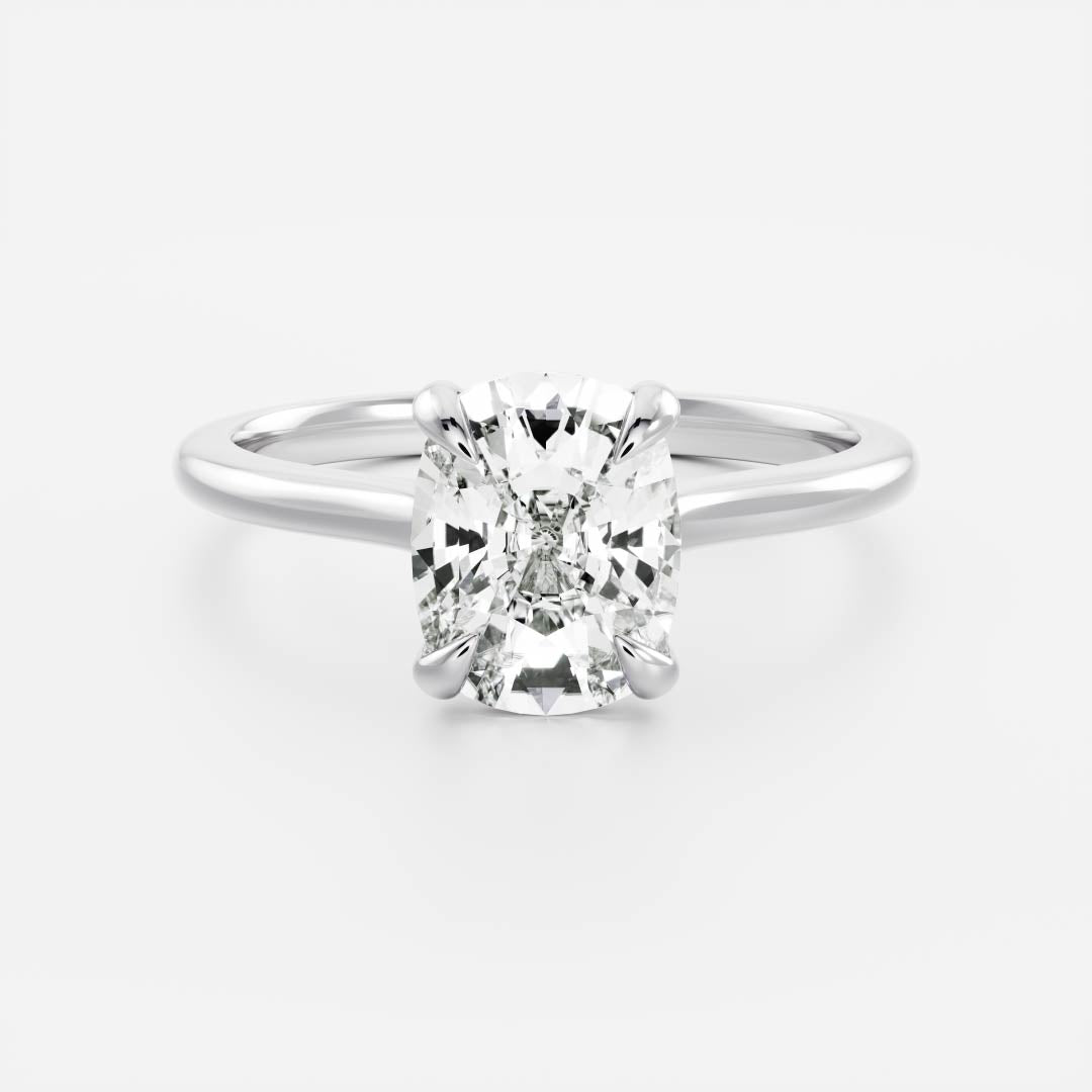 Solitaire & Cathedral-Elongated Cushion Lab Grown Diamond Engagement Ring - Back view