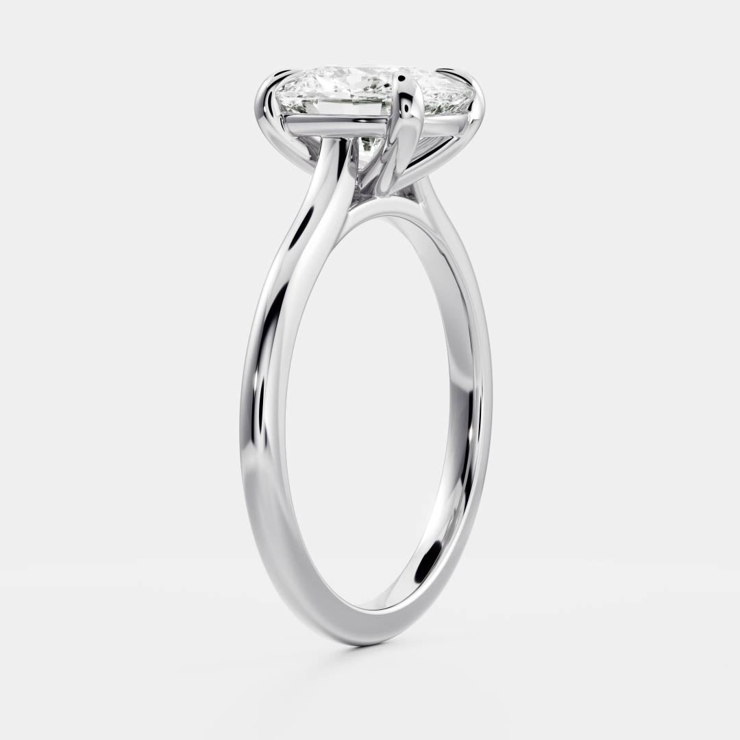 Solitaire & Cathedral-Elongated Cushion Lab Grown Diamond Engagement Ring - Detail view