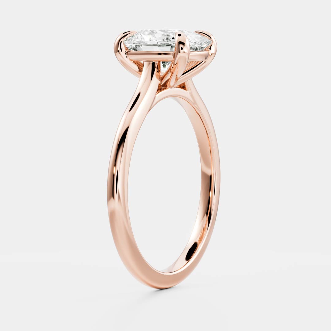 Solitaire & Cathedral-Elongated Cushion Lab Grown Diamond Engagement Ring - Front view