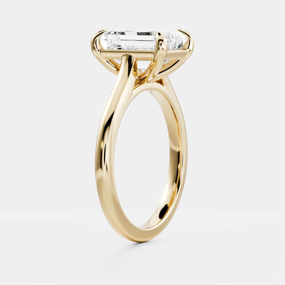 Solitaire & Cathedral-Emerald Lab Grown Diamond Engagement Ring - Front view