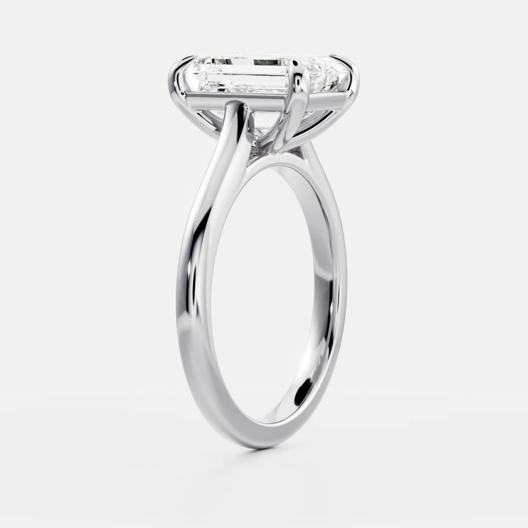 Solitaire & Cathedral-Emerald Lab Grown Diamond Engagement Ring - Detail view