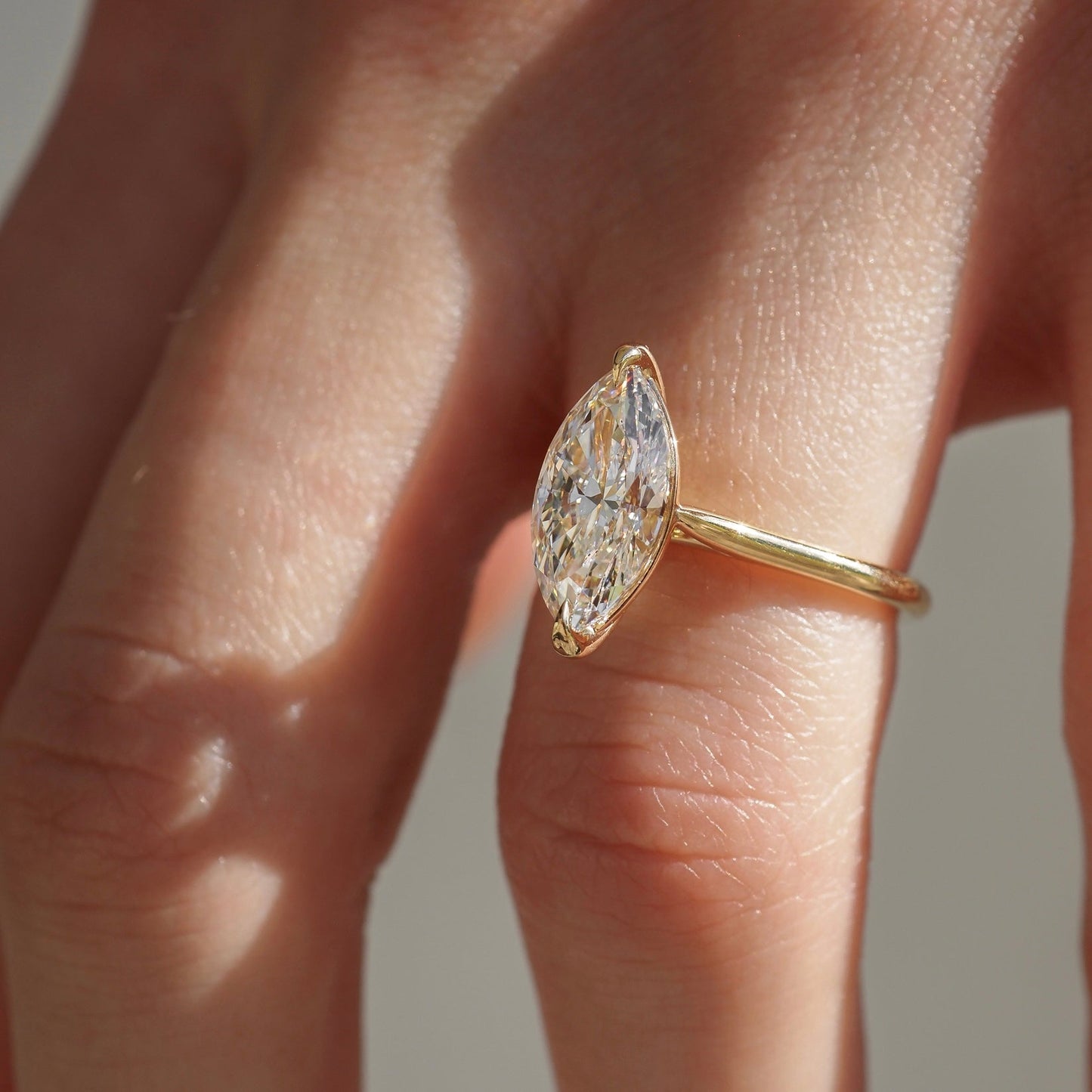 Solitaire Cathedral-Marquise Lab Grown Diamond Engagement Ring - Front view