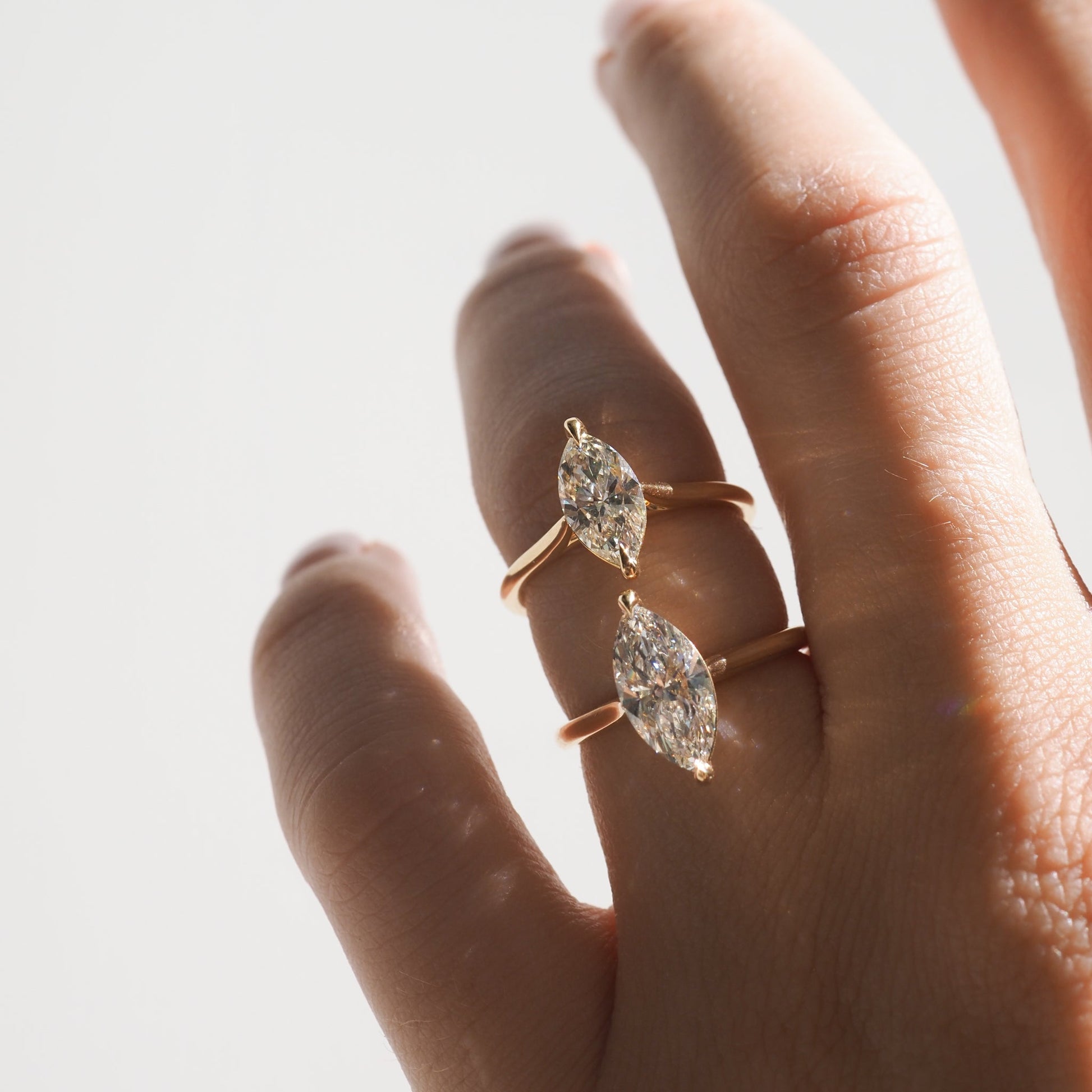 Solitaire Cathedral-Marquise Lab Grown Diamond Engagement Ring - Detail view