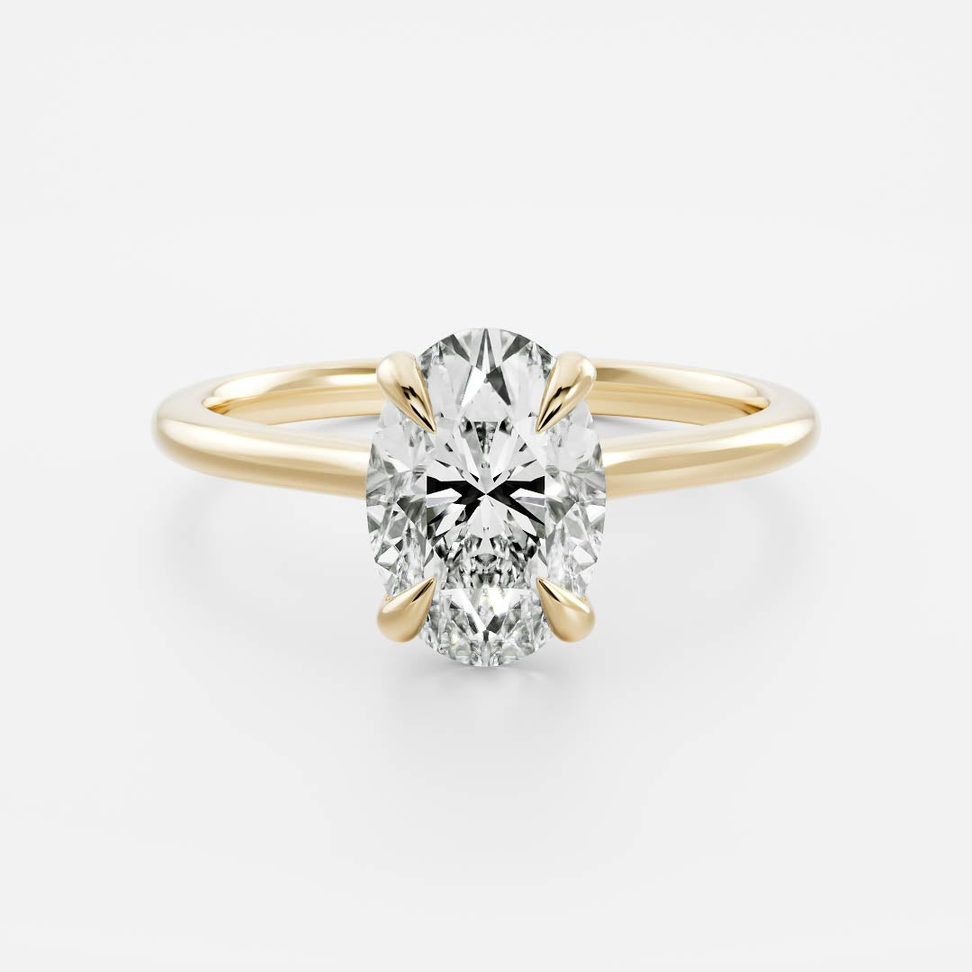 Solitaire Cathedral-Oval Lab Grown Diamond Engagement Ring - Front view
