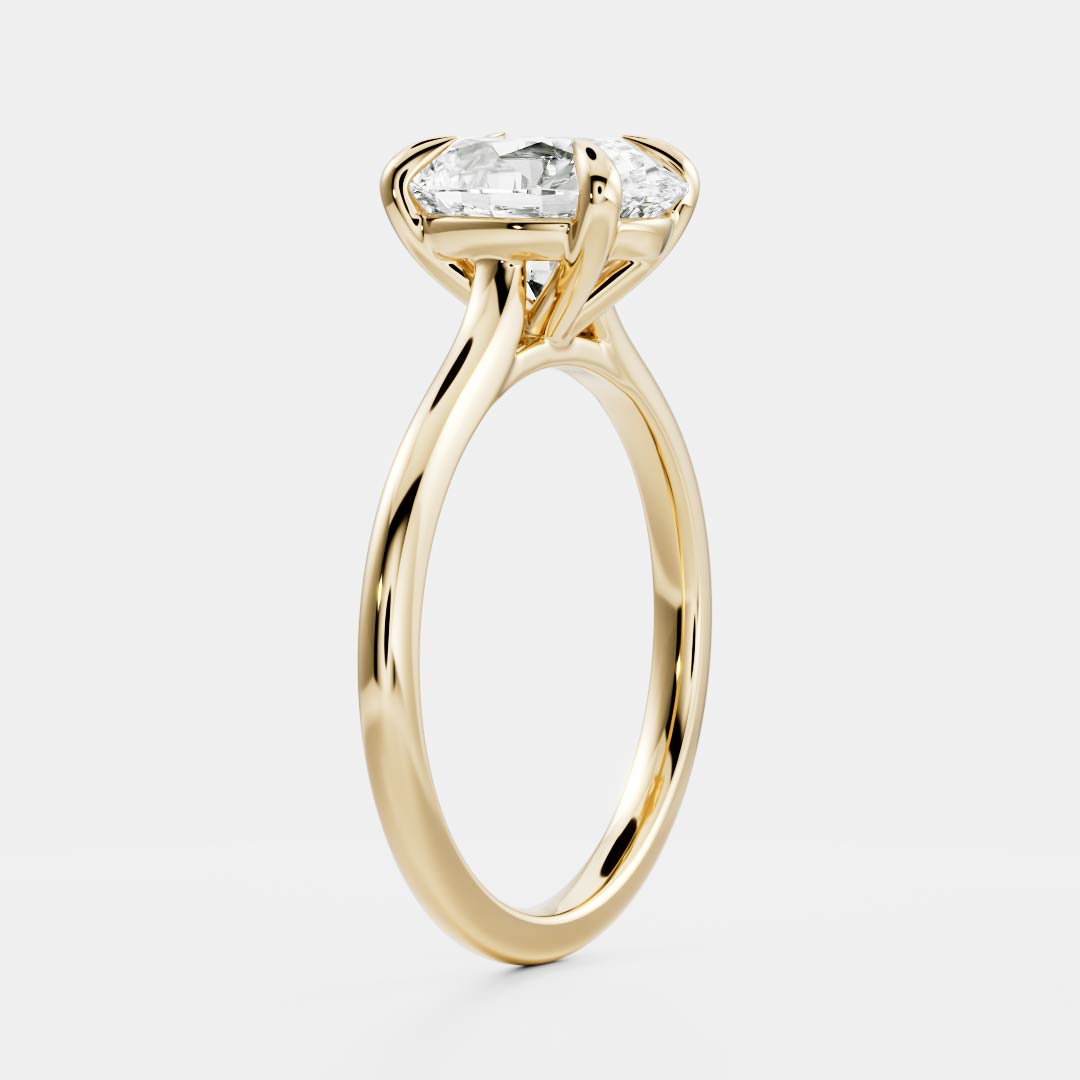 Solitaire Cathedral-Oval Lab Grown Diamond Engagement Ring - Front view