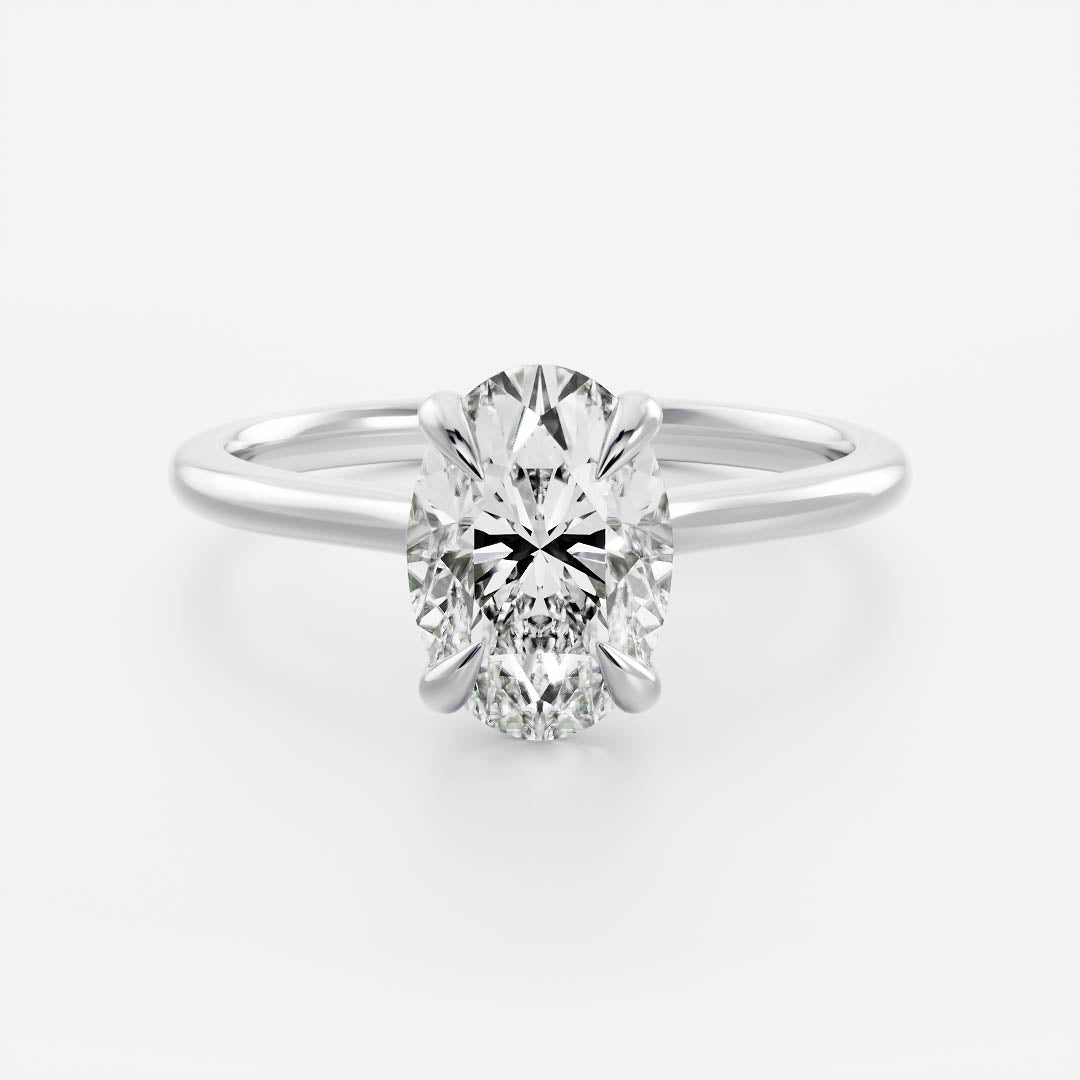 Solitaire Cathedral-Oval Lab Grown Diamond Engagement Ring - Back view