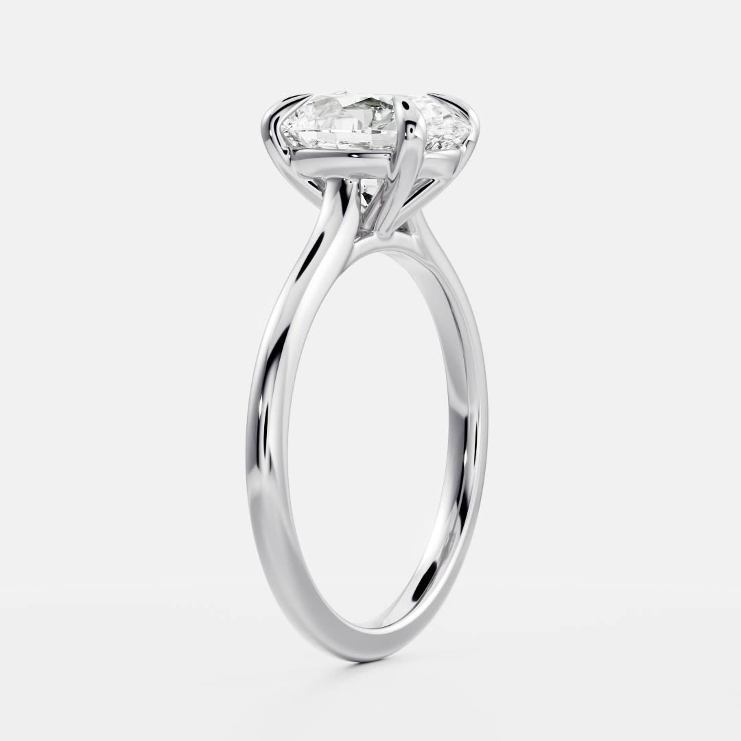Solitaire Cathedral-Oval Lab Grown Diamond Engagement Ring - Detail view