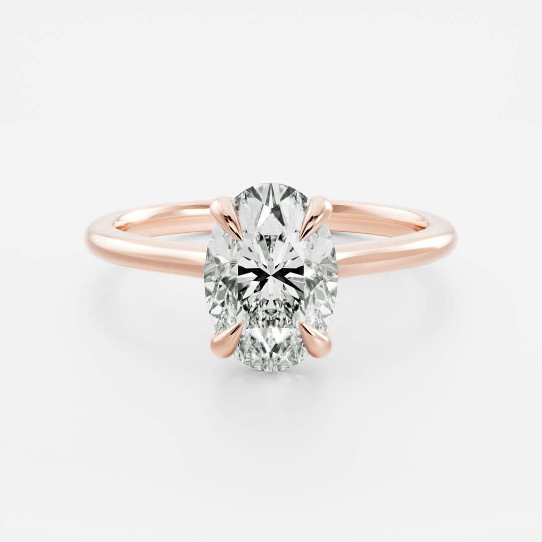 Solitaire Cathedral-Oval Lab Grown Diamond Engagement Ring - On model