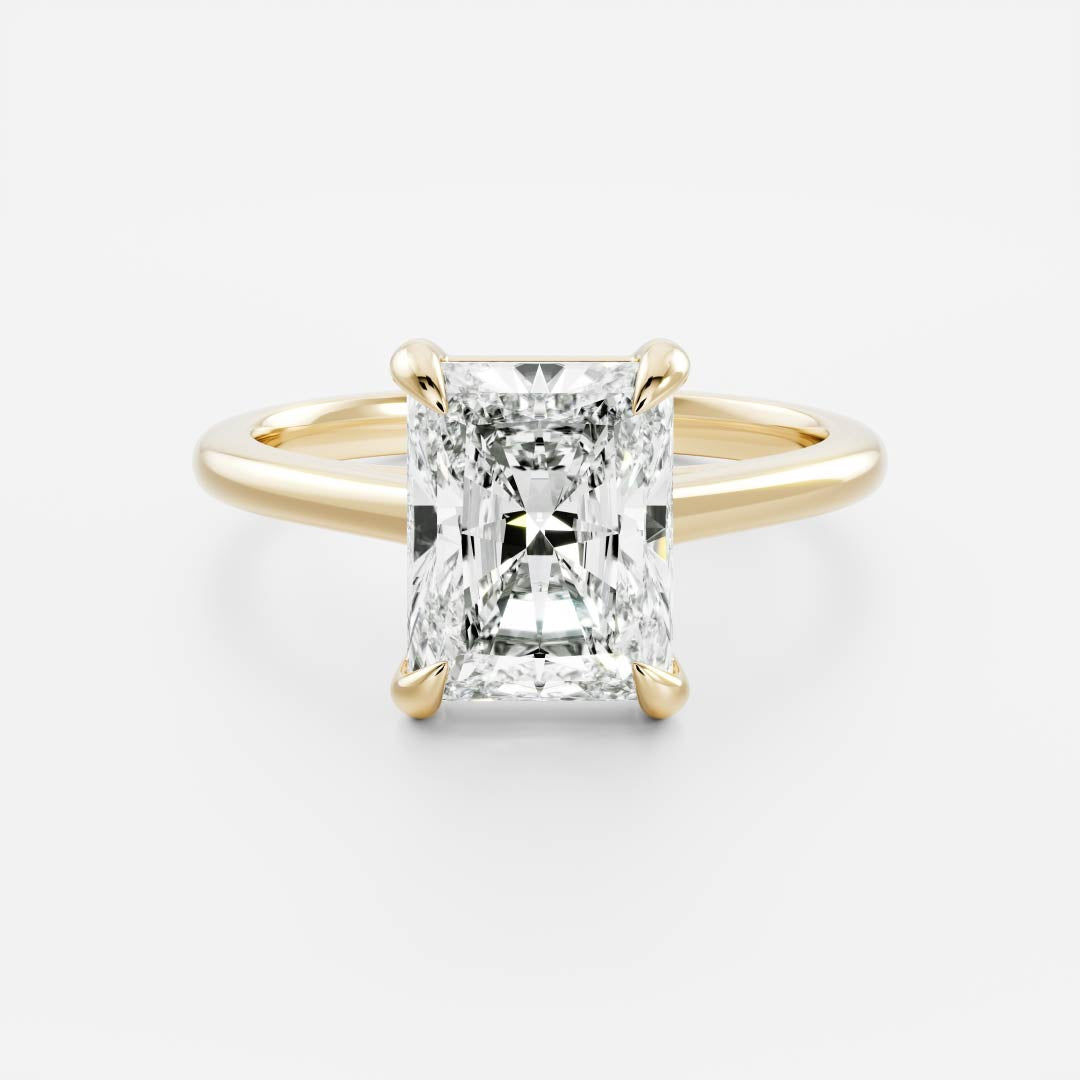 Solitaire & Cathedral-Radiant Lab Grown Diamond Engagement Ring - Front view