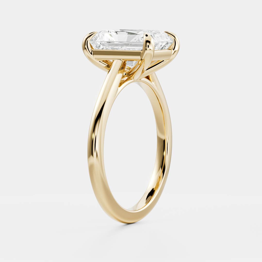 Solitaire & Cathedral-Radiant Lab Grown Diamond Engagement Ring - Front view