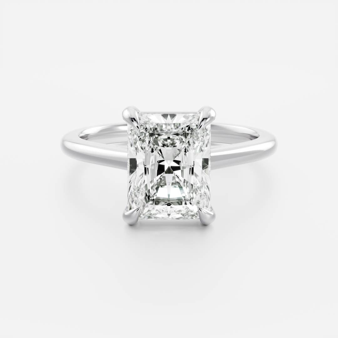 Solitaire & Cathedral-Radiant Lab Grown Diamond Engagement Ring - Back view