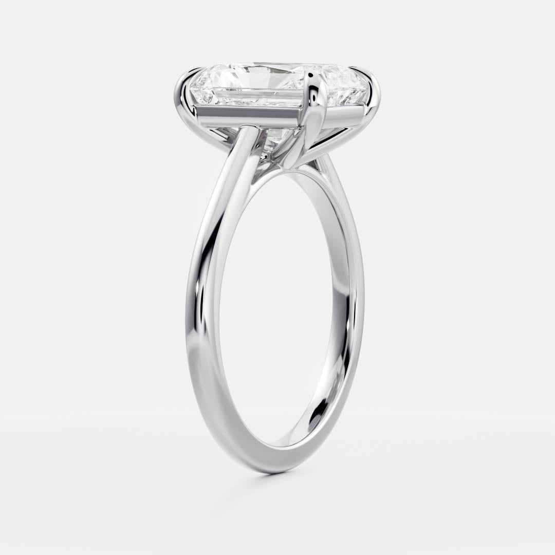 Solitaire & Cathedral-Radiant Lab Grown Diamond Engagement Ring - Detail view