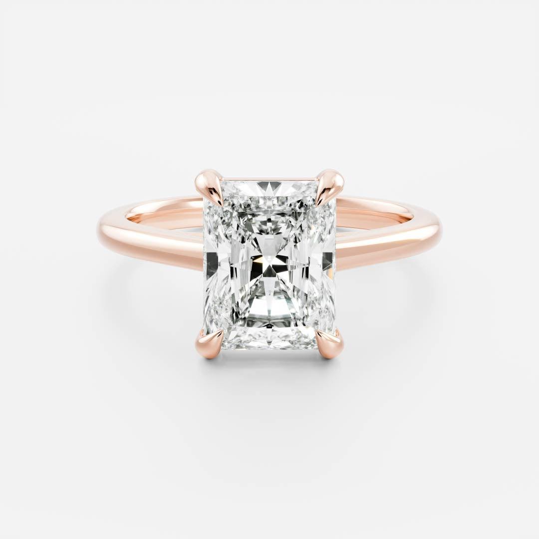 Solitaire & Cathedral-Radiant Lab Grown Diamond Engagement Ring - On model
