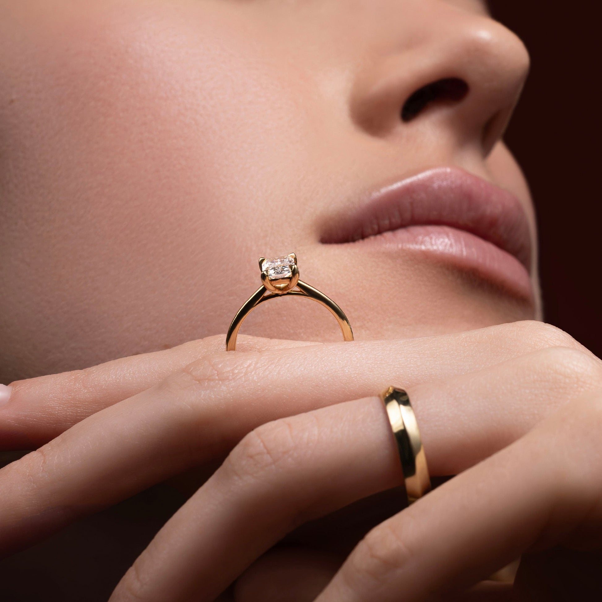 Solitaire & Cathedral-Radiant Lab Grown Diamond Engagement Ring - Front view